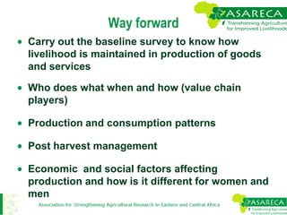 Gender mainstreaming in agricultural research for development: Experiences from ASARECA