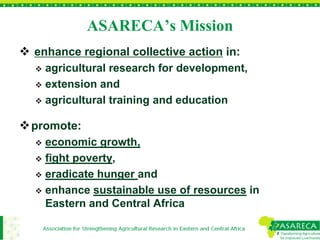 Gender mainstreaming in agricultural research for development: Experiences from ASARECA
