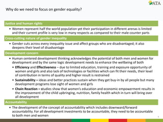 Gender mainstreaming at ATA: Current and future directions