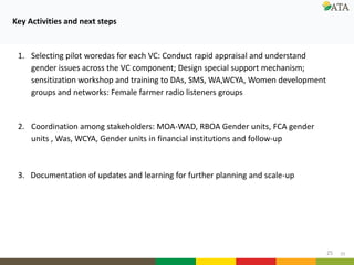 Gender mainstreaming at ATA: Current and future directions