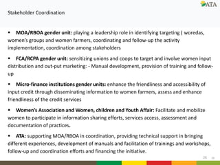 Gender mainstreaming at ATA: Current and future directions