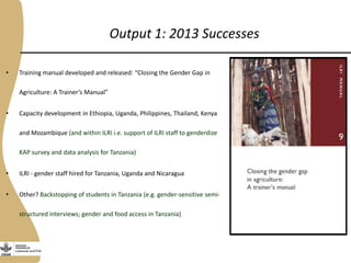 Capacity development in the Livestock and Fish research program gender strategy