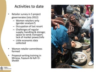 Enhancing the employment of women fish retailers in Egypt