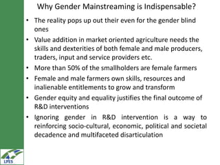 Gender inclusion in the LIVES project: Gender mainstreaming approaches and areas of interventions