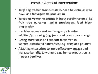 Gender inclusion in the LIVES project: Gender mainstreaming approaches and areas of interventions