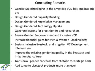 Gender inclusion in the LIVES project: Gender mainstreaming approaches and areas of interventions