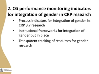 Creating gendered monitoring, evaluation and learning indicators for the Livestock and Fish research program