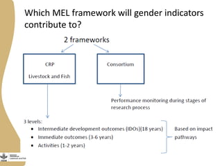 Creating gendered monitoring, evaluation and learning indicators for the Livestock and Fish research program