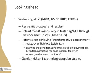 Update on Livestock and Fish research program output 3: Gender and society