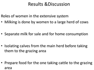 Mapping of gender roles and decision making in milk value chains in Tanzania