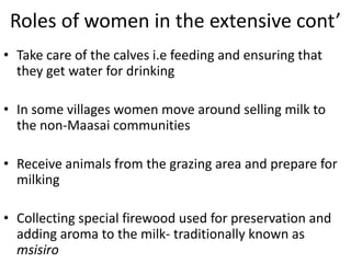 Mapping of gender roles and decision making in milk value chains in Tanzania