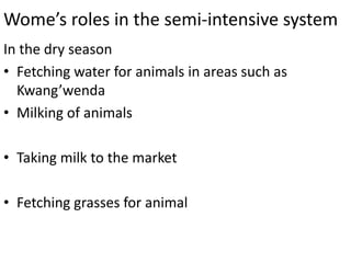 Mapping of gender roles and decision making in milk value chains in Tanzania