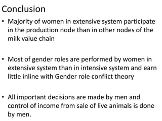 Mapping of gender roles and decision making in milk value chains in Tanzania