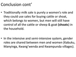 Mapping of gender roles and decision making in milk value chains in Tanzania