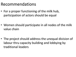 Mapping of gender roles and decision making in milk value chains in Tanzania