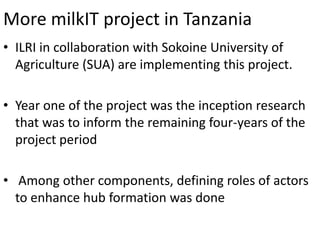 Mapping of gender roles and decision making in milk value chains in Tanzania
