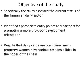 Mapping of gender roles and decision making in milk value chains in Tanzania