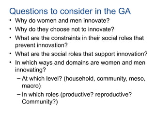 Gender analysis of agricultural innovation systems in East Africa