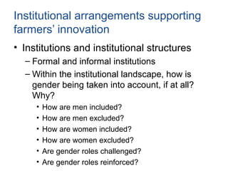 Gender analysis of agricultural innovation systems in East Africa