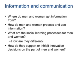 Gender analysis of agricultural innovation systems in East Africa