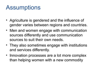 Gender analysis of agricultural innovation systems in East Africa
