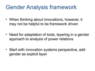 Gender analysis of agricultural innovation systems in East Africa