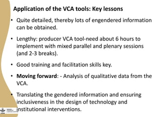 Update on Livestock and Fish research program output 2: Gender and value chains