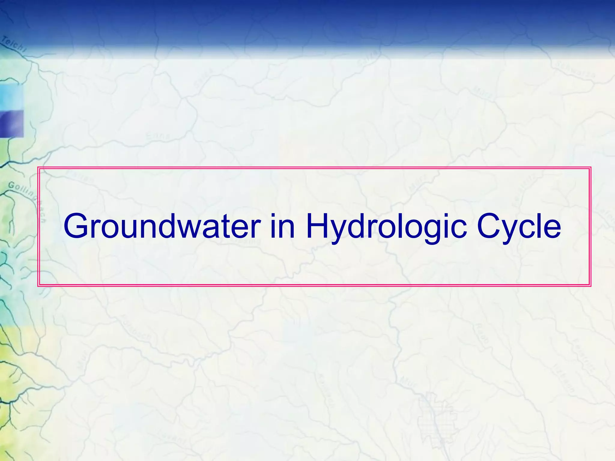 Groundwater in Hydrologic Cycle
 