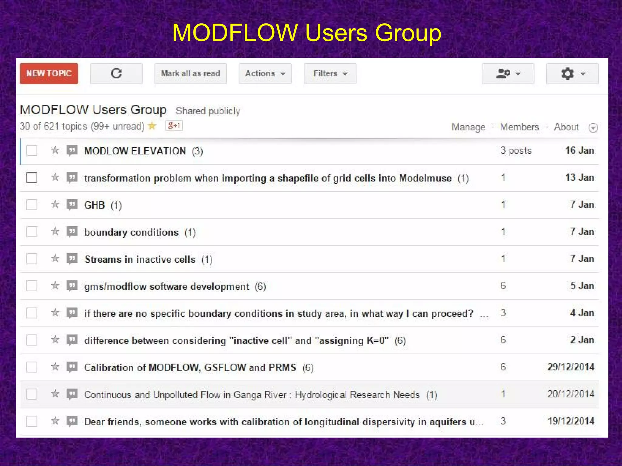 MODFLOW Users Group
 