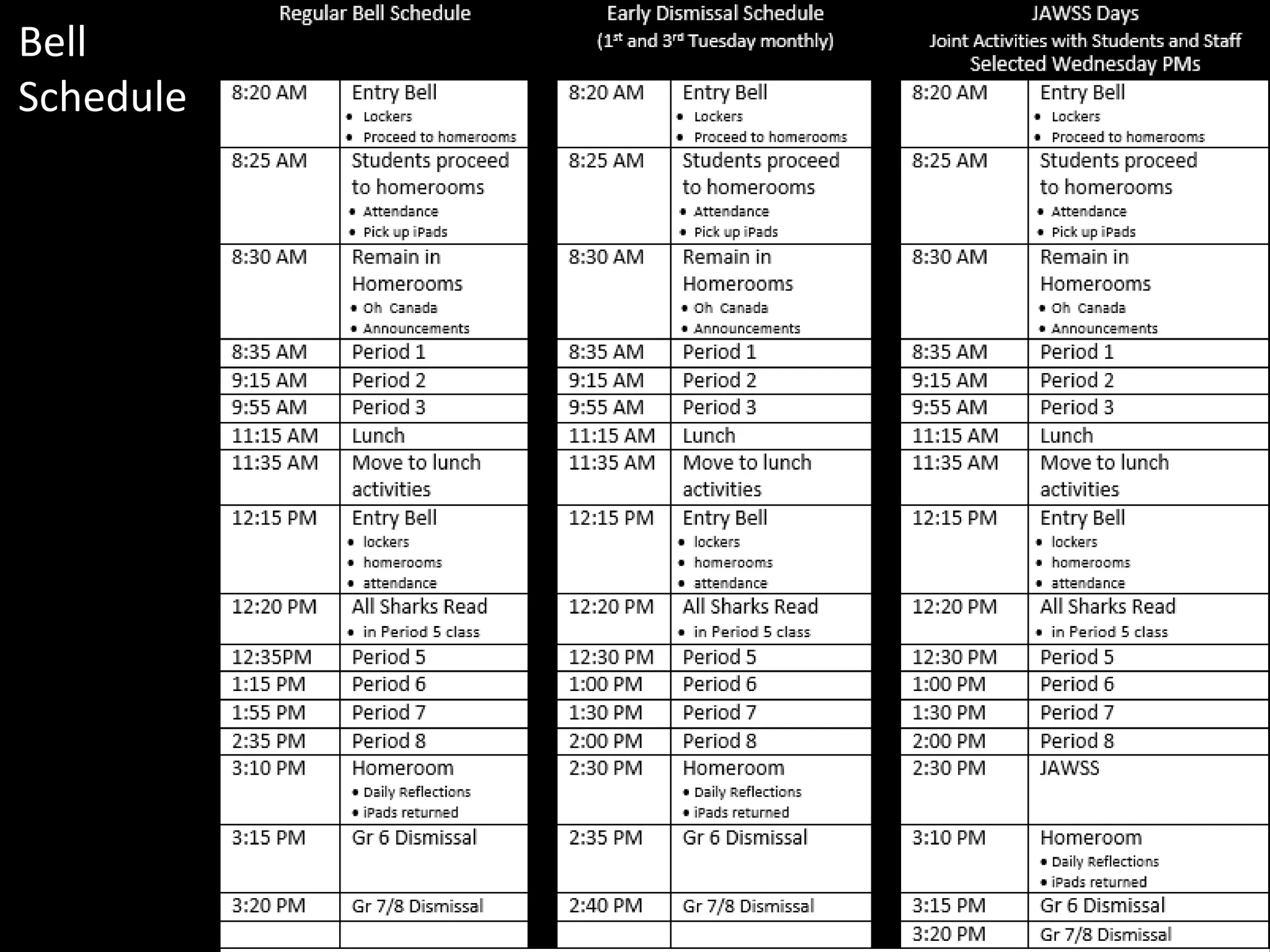 Bell Schedule
10
Bell
Schedule
 