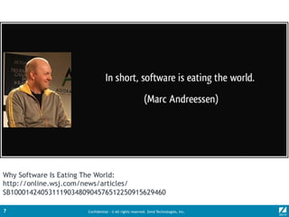 Confidential - © All rights reserved. Zend Technologies, Inc.7
Why Software Is Eating The World:
http://online.wsj.com/news/articles/
SB10001424053111903480904576512250915629460
 