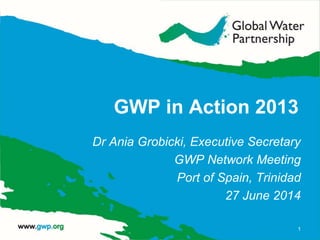 GWP in Action 2013
Dr Ania Grobicki, Executive Secretary
GWP Network Meeting
Port of Spain, Trinidad
27 June 2014
1
 