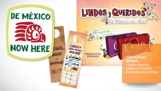 CONTEXTUAL
DESIGN
Visuals designed
based on in-market
exploration and ﬁndings.
 