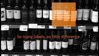 CONTEXTUAL
OBSERVATIONS
Finding opportunities
in consumer’s habits.
 