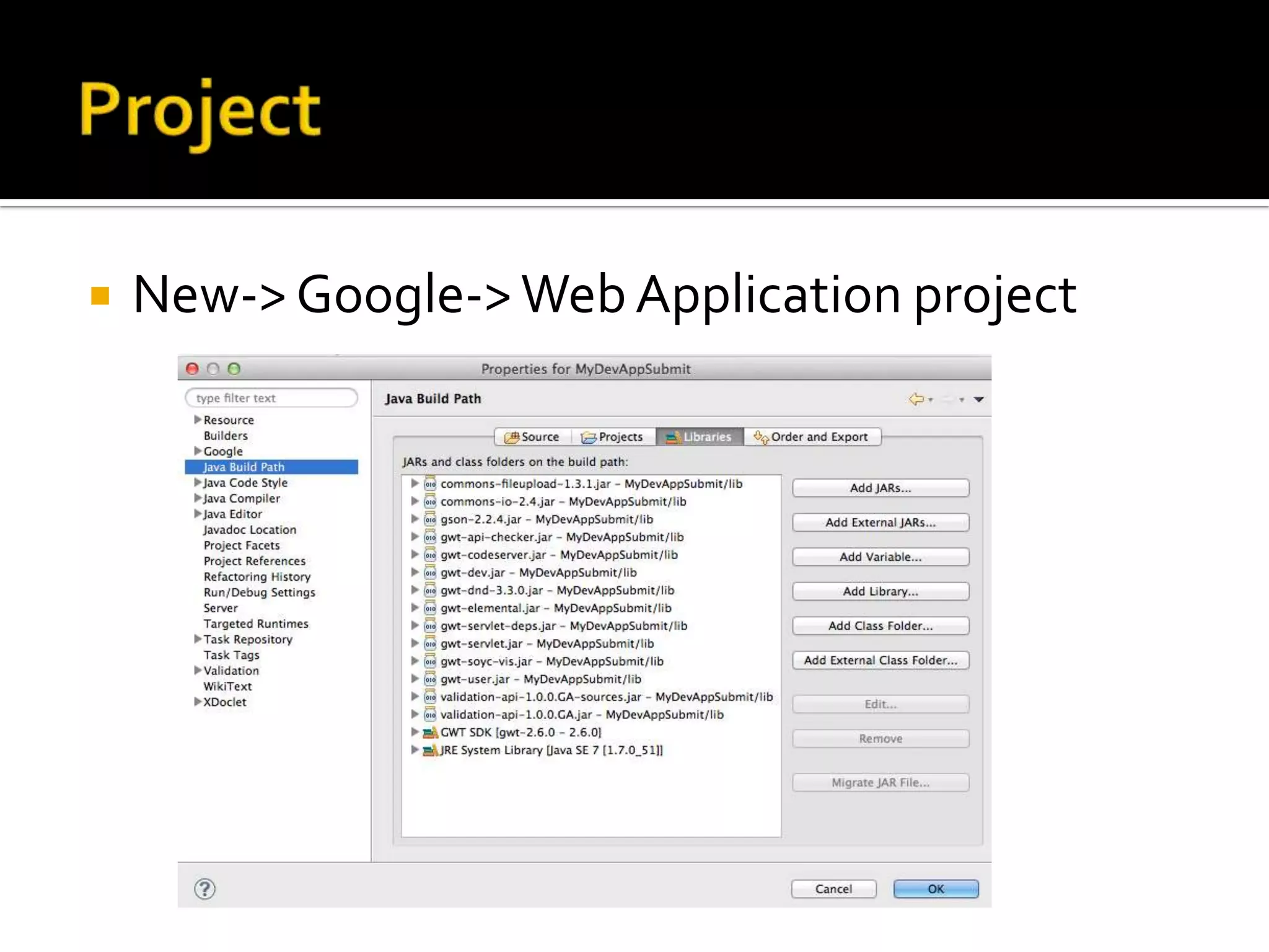  New->Google->Web Application project
