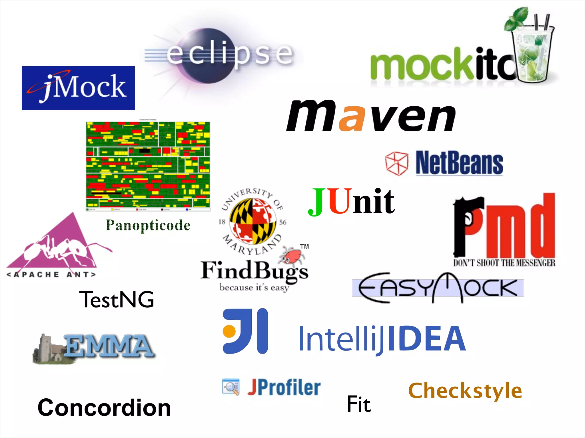 JUnit

   TestNG


                     Checkstyle
Concordion     Fit
 