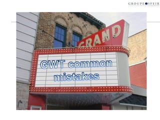 Content Demonstrations Why GWT ? GWT features Google Gears 