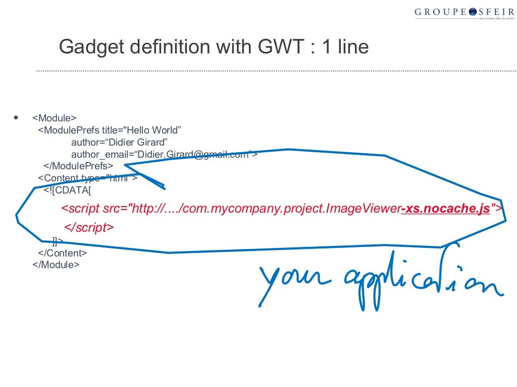 Gadget definition with GWT