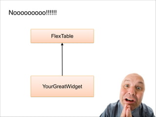Nooooooooo!!!!!!

FlexTable

YourGreatWidget

 