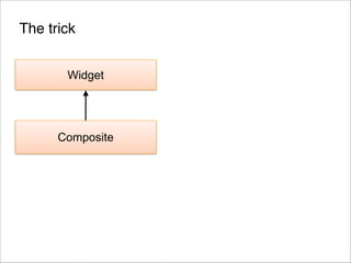 The trick
Widget

Composite

 