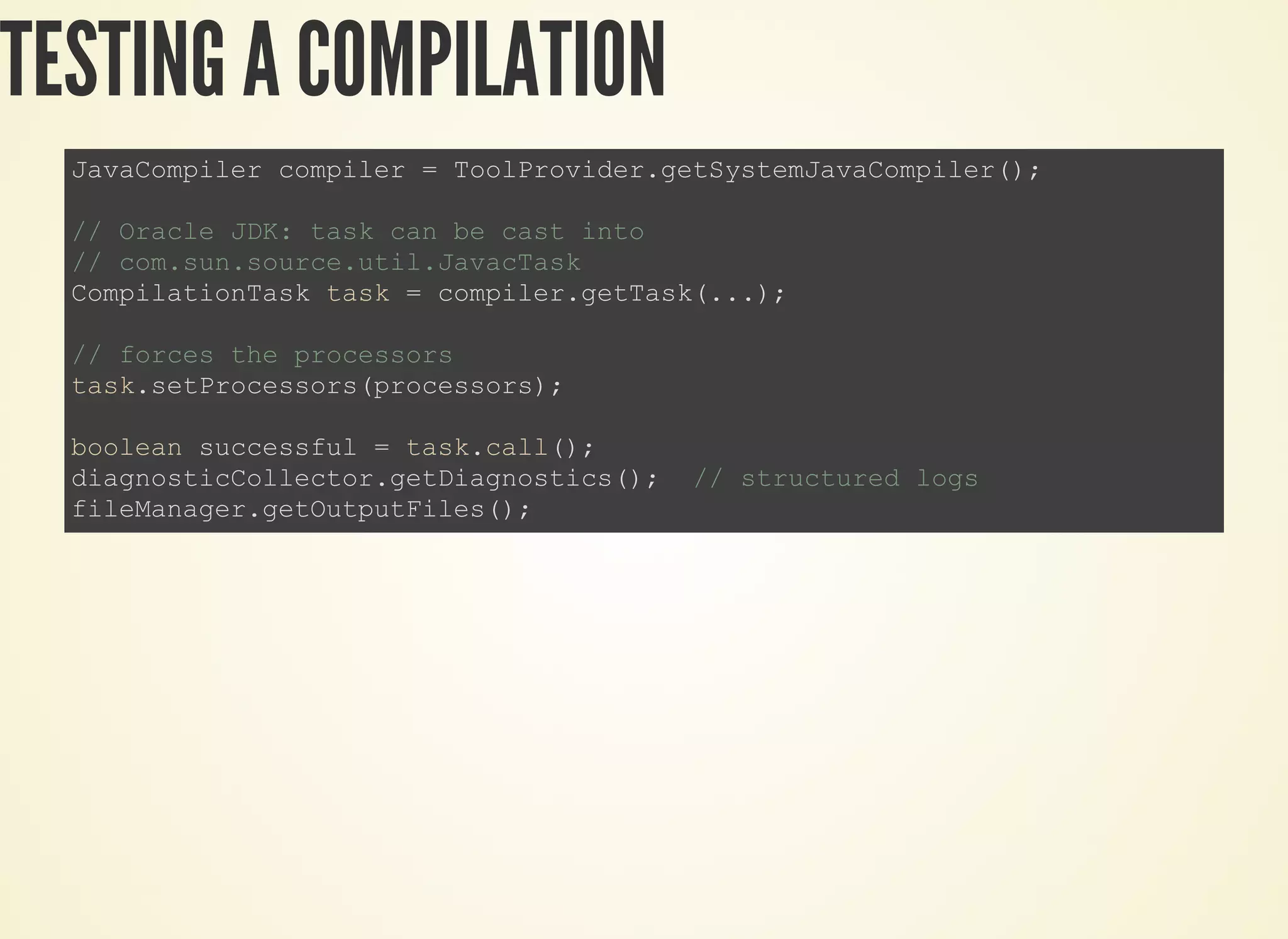 TESTING A COMPILATION
 