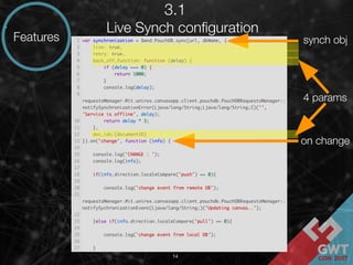 14
3.1
• Live Synch conﬁguration
Features
4 params
on change
synch obj
 
