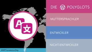 Frank Staude#WPTranslationDay
DIE
MUTTERSPRACHLER
ENTWICKLER
NICHT-ENTWICKLER
POLYGLOTS
 