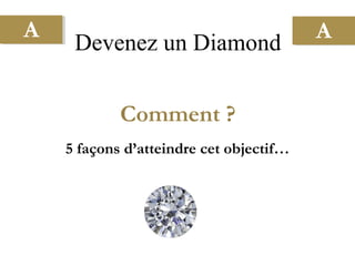 Comment ?
5 façons d’atteindre cet objectif…
A A
Devenez un Diamond
 