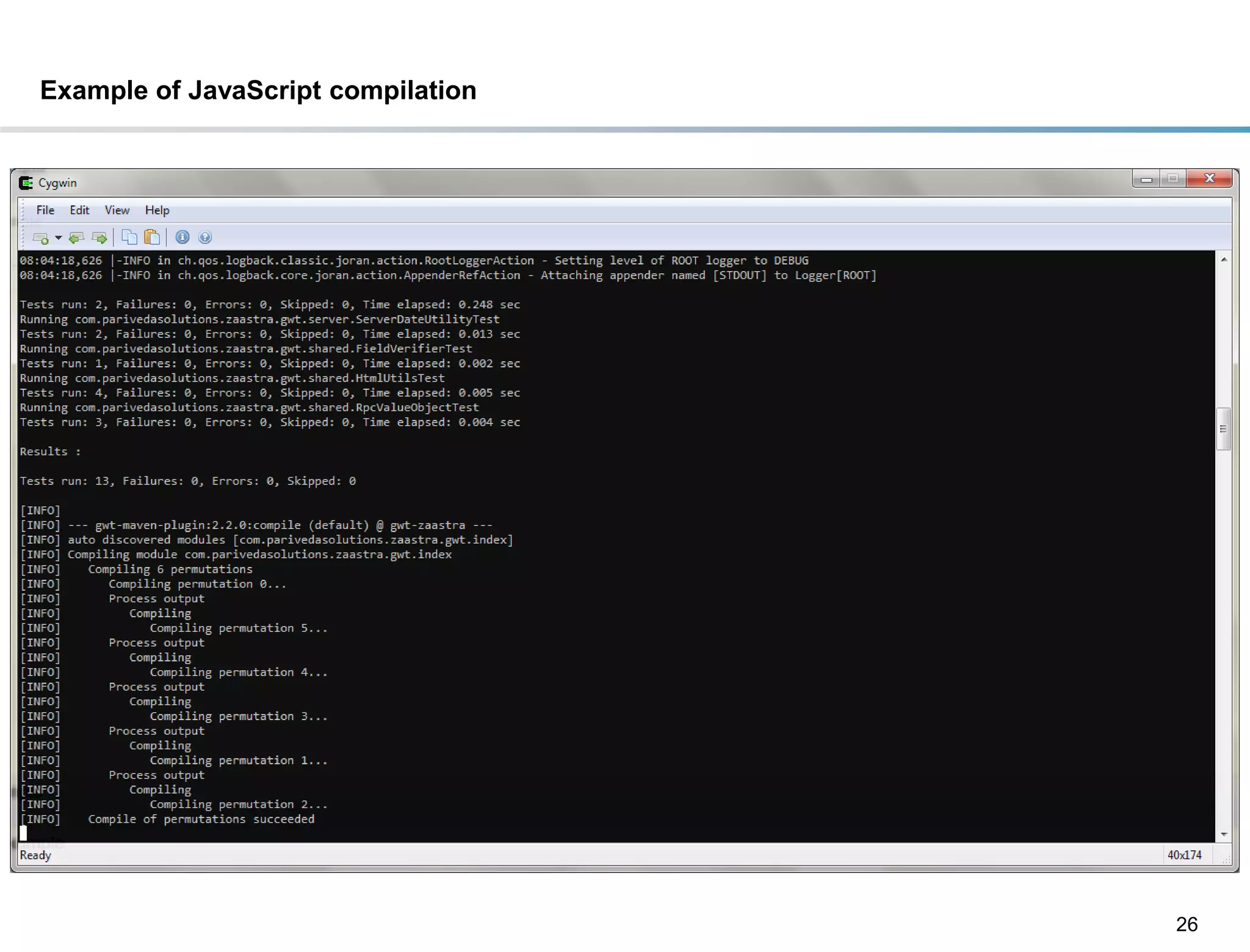 Example of JavaScript compilation




                                    26
 