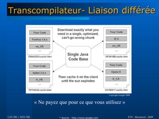 Transcompilateur- Liaison différée




                                                                  Copyright Google 2008


                    « Ne payez que pour ce que vous utilisez »

GTI-780 / MTI-780              * Source : http://www.google.com                      ETS - Montréal - 2009
 