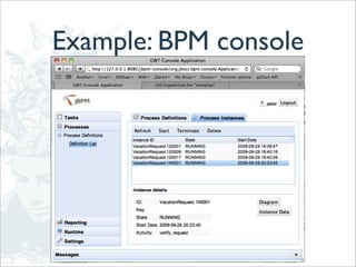 Example: BPM console
 