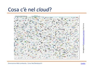 Cosa c’è nel cloud?
Generazione Web Lombardia - Corso Net/Notebook A
ImmaginediPartecipatoryLearningccby-nc-sa
Credits
 