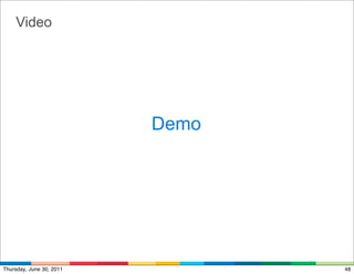 Video




                          Demo




Thursday, June 30, 2011          48
 