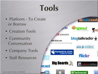 Tools Platform - To Create or Borrow Creation Tools Community Conversation Company Tools Staff Resources Source: Sami Viitamaki - Flirt Model 